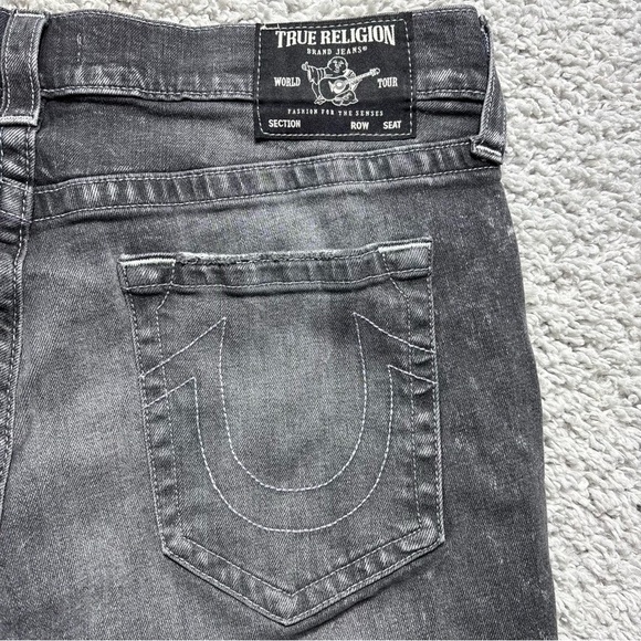 True Religion Jeans Mens 38 Rocco Relaxed Skinny Distressed Holes Streetwear - Picture 4 of 5